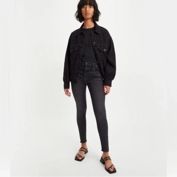 Levi’s Premium 720 HIGH RISE SUPER SKINNY WOMEN'S JEANS in black Big E - Picture 1 of 16